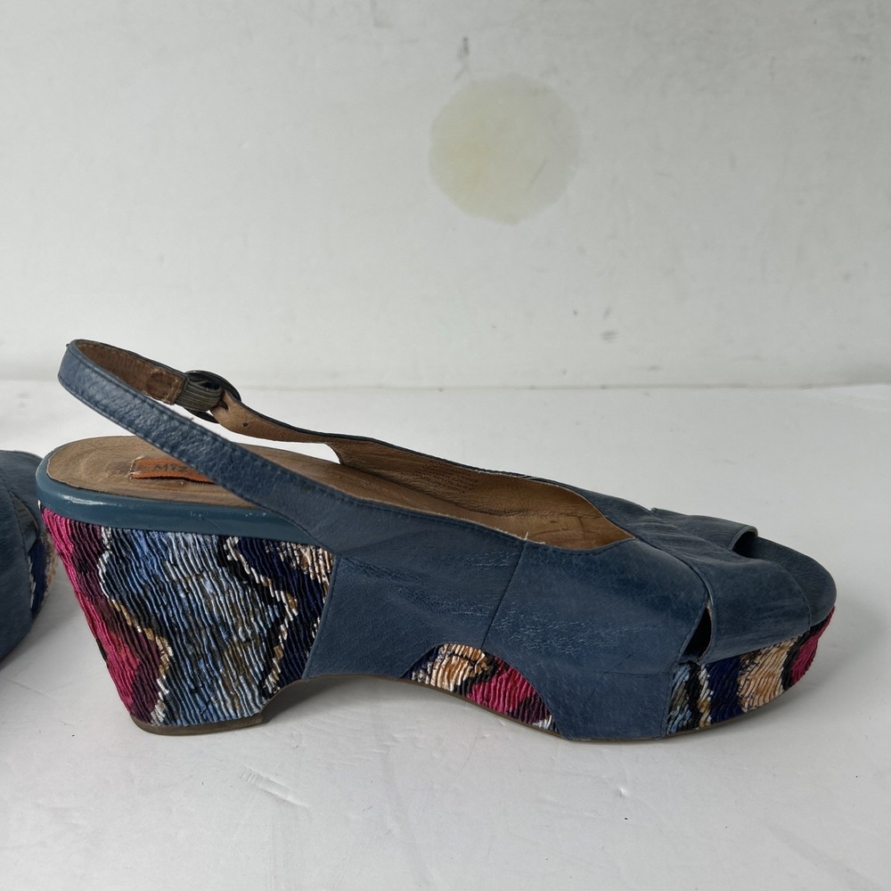 Miz Mooz Women's Blue Leather Multicolor Platform Sandals Sz EU 41 US 8-8 1/2 - Picture 13 of 15